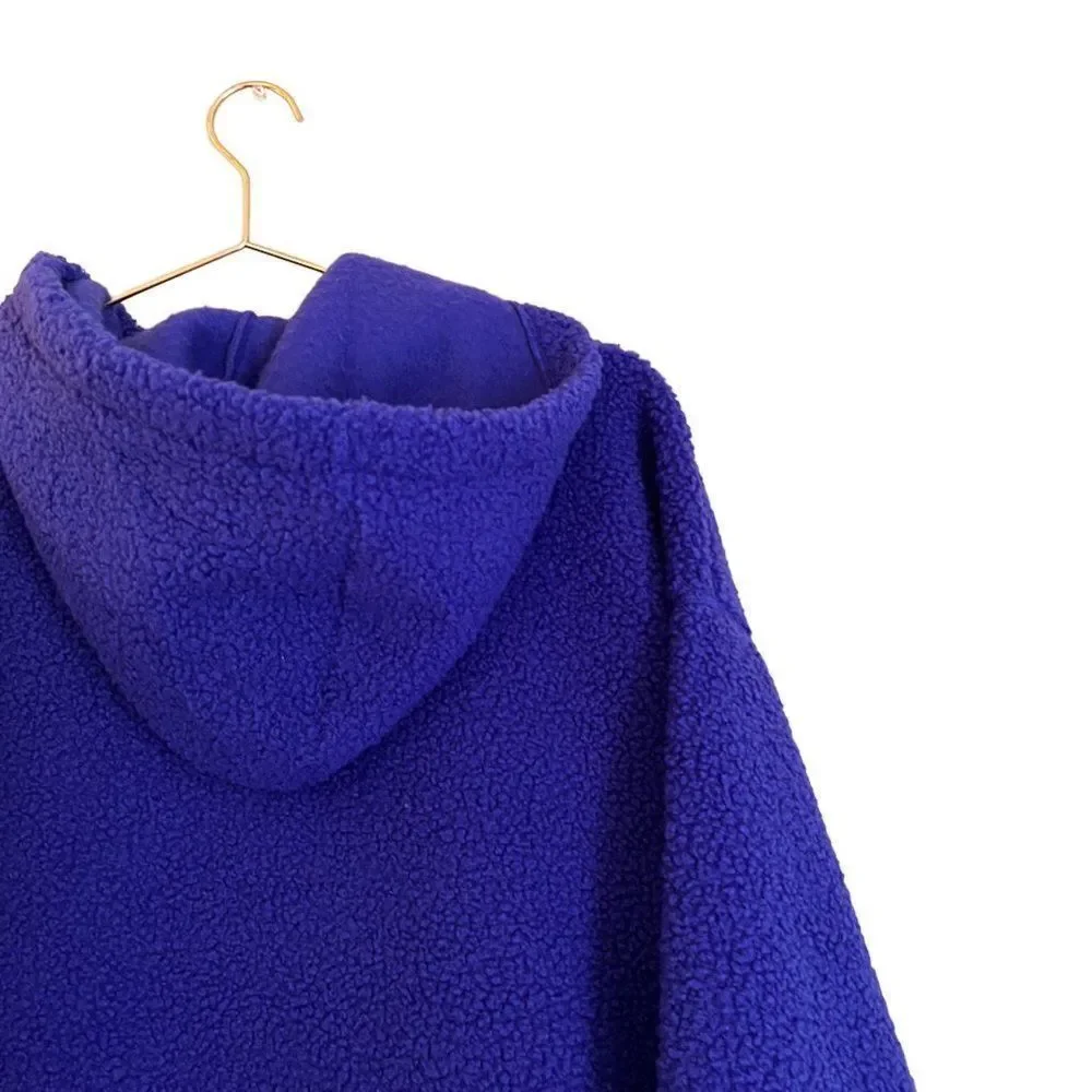 NWT Target Wild Fable Blue Hooded Sherpa Pullover Quarter Zip Sweatshirt Size L - Picture 6 of 9